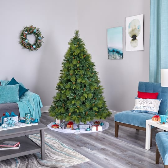 6.5ft. Pre-Lit North Carolina Mixed Pine Artificial Christmas Tree, Warm White LED Lights